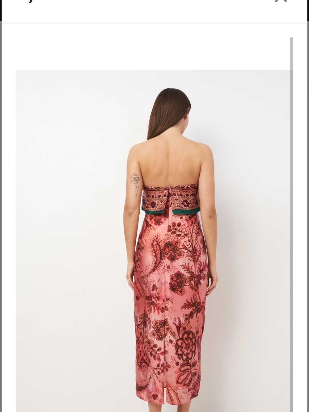 Zara Strapless Paisley Maxi Dress in Pink with Green Trim - Picture 2 of 11